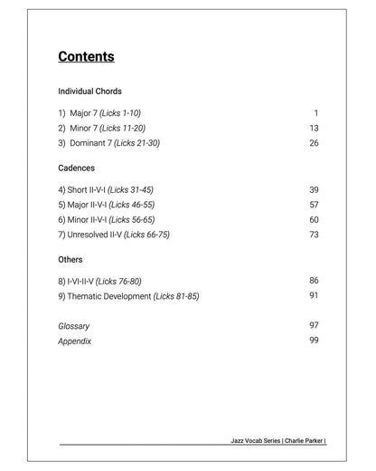 Jazz Vocab Book: Charlie Parker (85 licks) [Physical]